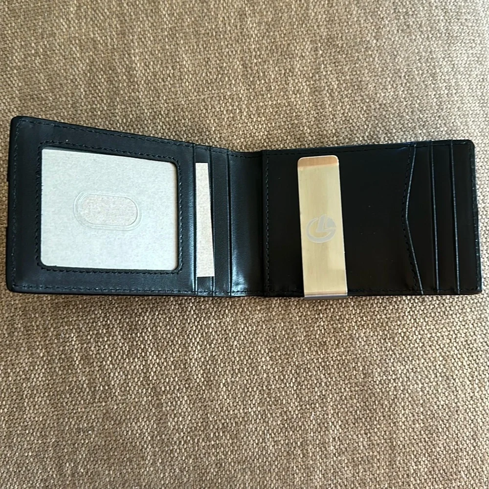 GDTK Men’s Black Leather Wallet Slim Money Clip RFID Blocking NEW
